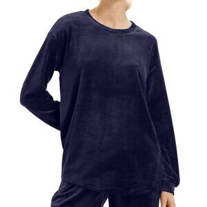 Hanro Womens Long Sleeve Velour Sleep Shirt
